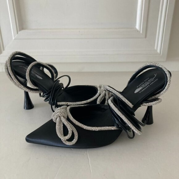 NWOT Jeffery Campbell Juliet Black Velvet Embellished Pointed Toe Heels Sz 8.5